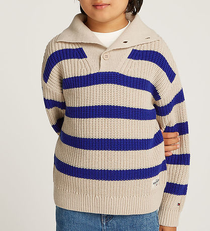 Tommy Hilfiger Bluse - Strik - Wedge Blue Stripe Classic Beige
