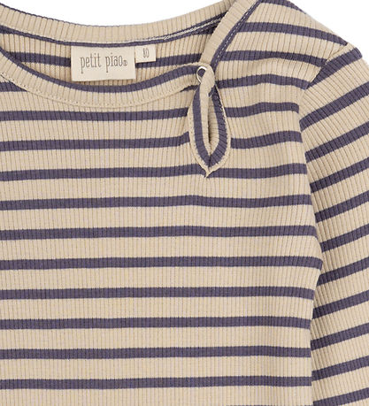 Petit Piao Body l/æ - Rib - Modal - Dusty Violet/Dark Off White