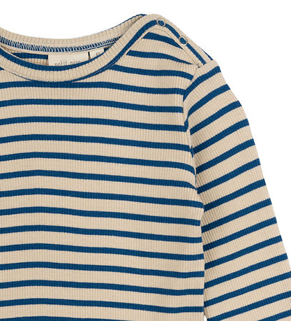Petit Piao Bluse - Rib - Modal - Deep Cobalt/Dark Off White