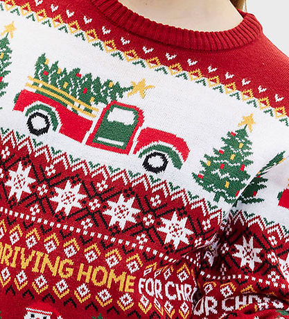 Jule-Sweaters Bluse - Driving Home For Christmas - Rød
