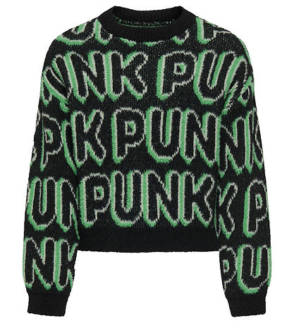 Kids Only  Bluse - Strik - KogPunk - Black/Green Bee/Laurel Gree