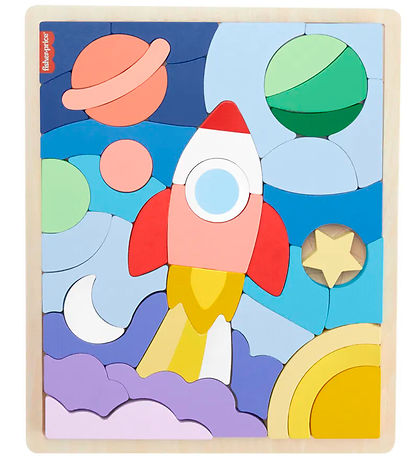 Fisher-Price Puslespil - 42 Brikker - Træ - Space