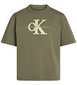 Calvin Klein T-shirt - Outlined Fleece Mono - Dusty Olive