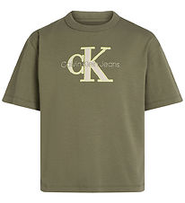 Calvin Klein T-shirt - Outlined Fleece Mono - Dusty Olive
