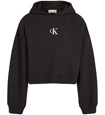 Calvin Klein Hættetrøje - Logo Boxy Fit - Sort