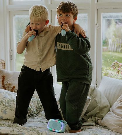 Lalarma Højtaler m. 2 Mikrofoner - Trådløs - Karaoke - Blå