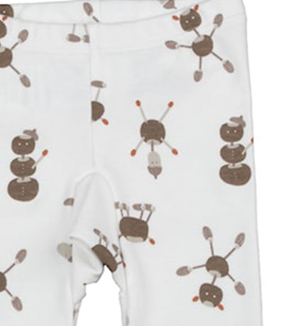 Katvig Leggings - Off White m. Kastanjefigurer