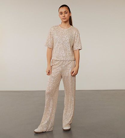 Sofie Schnoor T-shirt - Champagne/Palietter