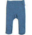 Joha Leggings m. Fødder - Uld - Denim Blå