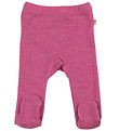 Joha Leggings m. Fødder - Uld - Hindbær