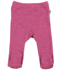 Joha Leggings m. Fødder - Uld - Hindbær