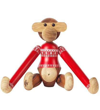 Kay Bojesen Træfigur - Abe - Julesweater 2024 - Lille - Teak/Lim