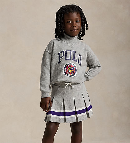 Polo Ralph Lauren Tennisnederdel - Gråmeleret m. Lilla/Hvid