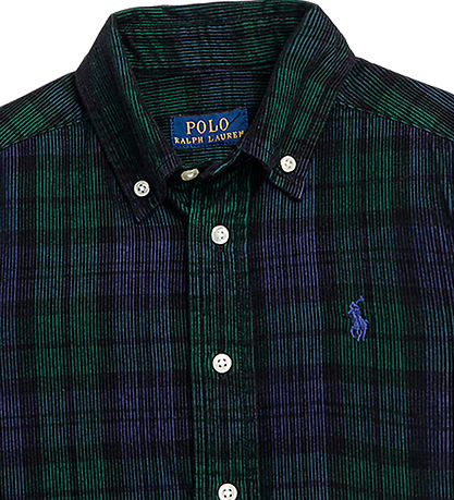 Polo Ralph Lauren Skjorte - Fløjl - Navy/Grønternet