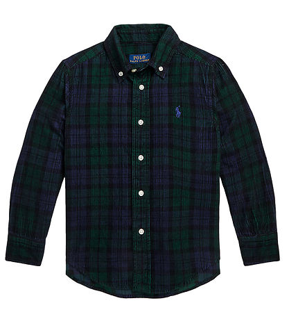 Polo Ralph Lauren Skjorte - Fløjl - Navy/Grønternet