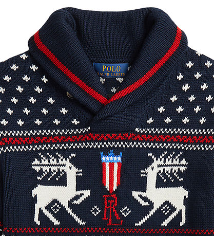 Polo Ralph Lauren Bluse - Bomuld/Uld - Navy m. Mønster