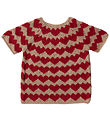 Maileg Julesweater til Nissepige - str.6 - Beige/Røde Hjerter