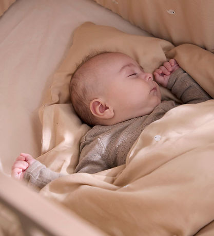 Filibabba Sengetøj - Junior - Warm Grey/Broderet Hvalen Christia