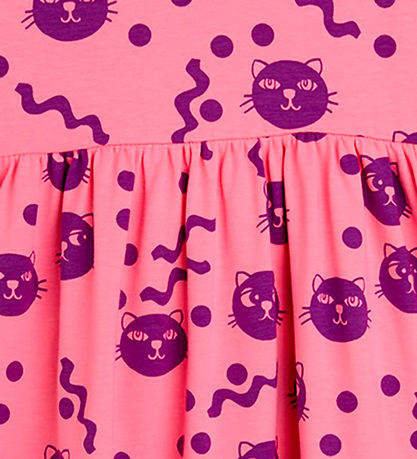 Mini rodini Kjole - Squiggly Cats AOP - Pink