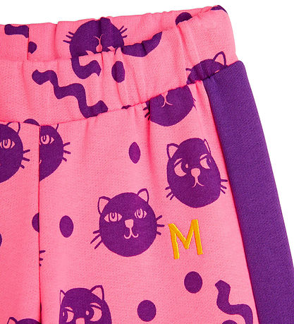 Mini Rodini Sweatpants - Squiggly Cats - Pink