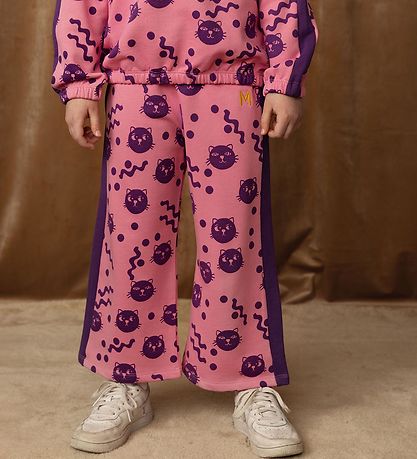 Mini Rodini Sweatpants - Squiggly Cats - Pink
