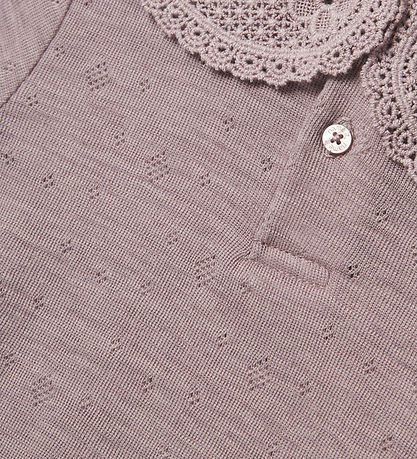 Name It Bluse - Uld - NmfWang - Purple Dove m. Flæse/Hulmønster