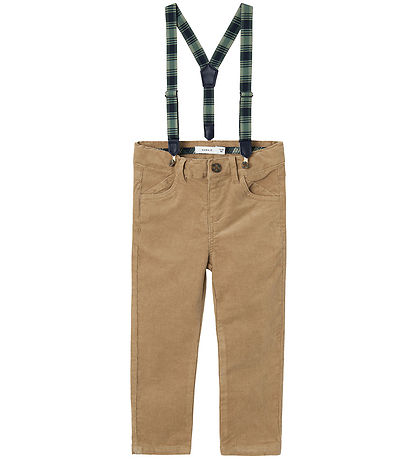 Name It Fløjlsbukser m. Seler - NmmRyan - Weathered Teak