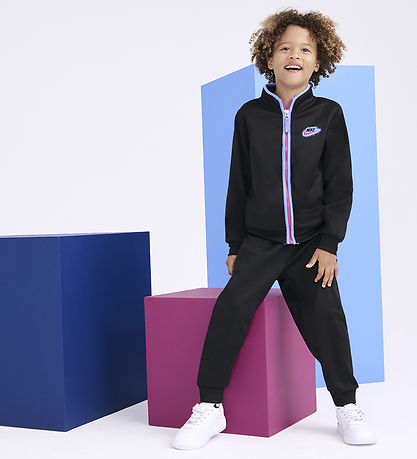 Nike Træningssæt - Cardigan/Bukser - Sort/Lilla
