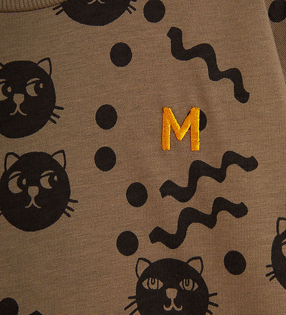Mini rodini Bluse - Squiggly Cats - Brown