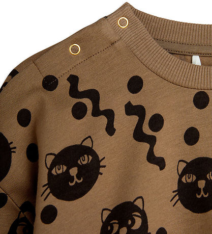 Mini rodini Babysæt - Squiggly Cats AOP - Brown