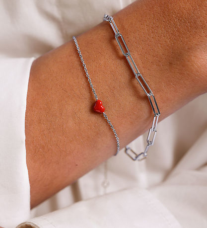 Design Letters Armband - Chunky Square - Large - Silfur