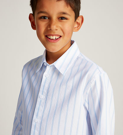 Calvin Klein Skjorte - Striped Oxford - White/Blue Stripe
