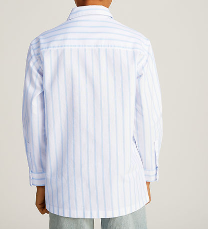 Calvin Klein Skjorte - Striped Oxford - White/Blue Stripe