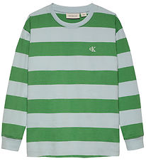 Calvin Klein Bluse - Striped Relaxed - Keepsake Blue/Green Strip