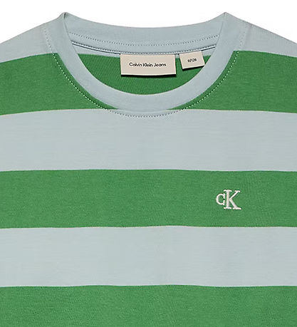 Calvin Klein Bluse - Striped Relaxed - Keepsake Blue/Green Strip