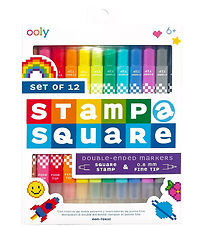 Ooly Dobbeltsidede Tuscher - Stamp a Square - 12 stk