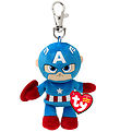Ty Nøglering m. Bamse - Beanie Babies - 10 cm - Marvel Captain A