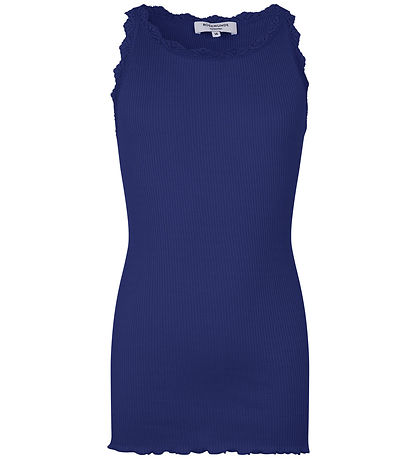 Rosemunde Top - Lang - Beatha -  Rib - Sodalite Blue m. Blonder