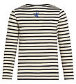 Calvin Klein Bluse - Boatneck Stripe - Turtledove/Ck Black Small
