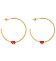 Design Letters Øreringe - Little Big Love Hoops - Guld/Rød
