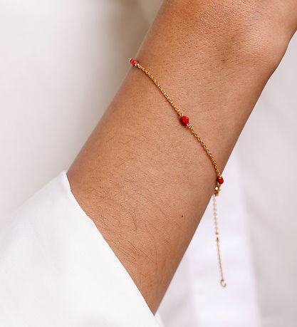 Design Letters Armbånd - Little Big Love - Guld/Rød