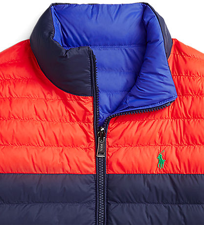 Polo Ralph Lauren Dynejakke - Vendbar - Orange/Navy/Blå
