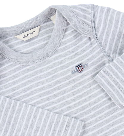 GANT Body l/æ - Shield Striped - Light Grey Melange