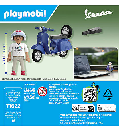 Playmobil Vespa - 1969 Vespa 150 Blå - 71622 - 16 Dele