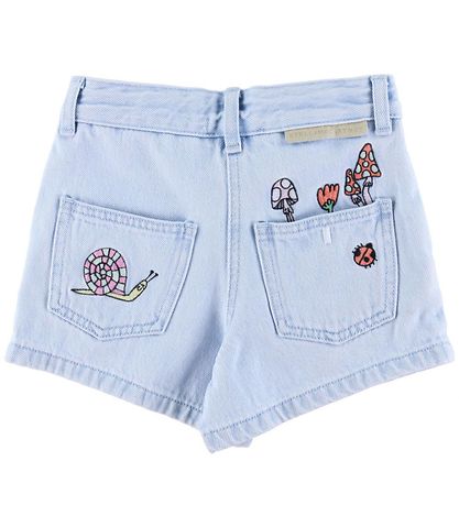 Stella McCartney Kids Denimshorts - Lyseblå m. Broderier
