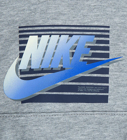 Nike Sweatsæt - Mørkegråmeleret m. Blå