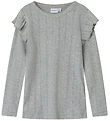 Name It Bluse - Noos - NmfJulia - Grey Melange m. Hulmønster