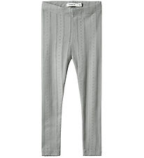 Name It Leggings - Noos - NmfJulia - Grey Melange m. Hulmønster