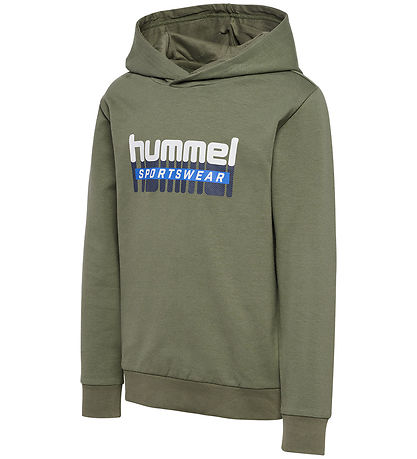 Hummel Hættetrøje - hmlTukas - Dusty Olive m. Print