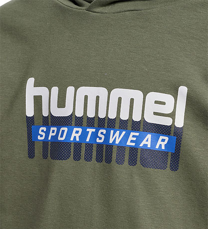Hummel Hættetrøje - hmlTukas - Dusty Olive m. Print
